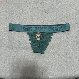 New pink Victoria’s Secret logo lace thong XS